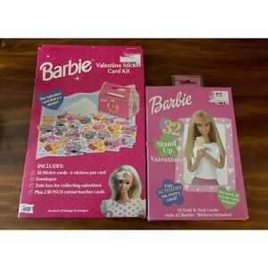 VTG 1990s Barbie 64 Valentines Cards NOS 2 Boxes SEALED Teacher Card Stickers
